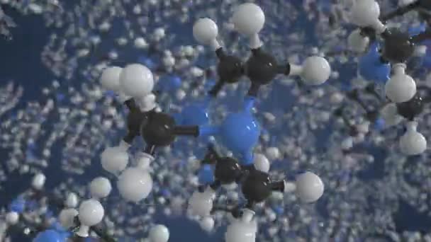Trietilenediamin molekülü, izole edilmiş moleküler model. 3B canlandırma veya hareket arkaplanı döngüsü — Stok video