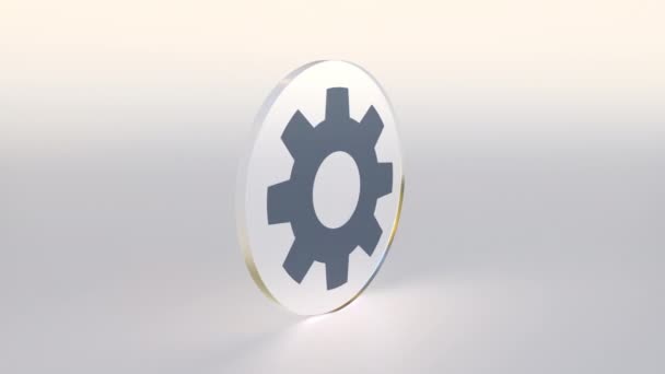 Gear and euro symbols on the sides of a spinning coin or token, engineering cost conceptual looping 3d animation — Stock Video