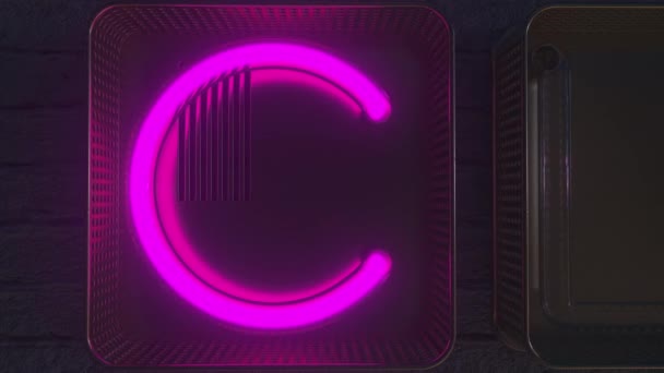 CLUB在黑暗中用发光的霓虹灯字母制成的标牌。3D动画 — 图库视频影像