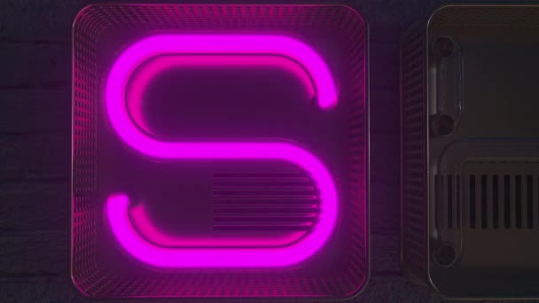 SHOW tabuleta feita com letras de néon brilhante no escuro. Animação 3D — Vídeo de Stock