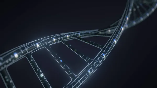 Molécule d'ADN Hi-tech, rendu 3D — Photo