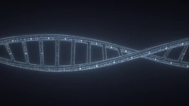 Karbondan yapılmış teknolojik DNA molekülü modeli, 3 boyutlu döngü animasyonu — Stok video