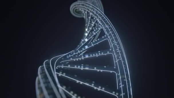 Молекулярная спираль ДНК, состоящая из углерода, футуристических технологий, связанных с циклическим фоном движения — стоковое видео