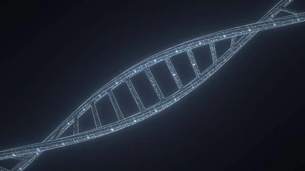 Πρότυπο μορίων DNA άνθρακα, τρισδιάστατη απόδοση — Φωτογραφία Αρχείου