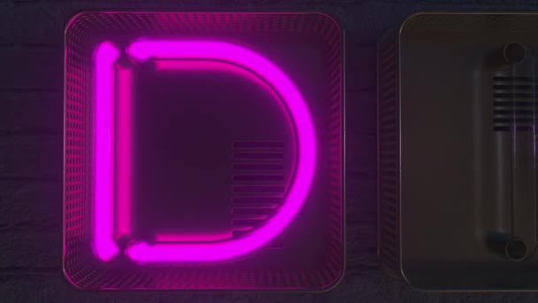 DINER signboard made with glowing neon letters in the dark. 3D animation — Stock Video