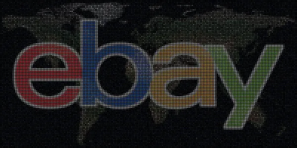 Logo de EBAY hecho con puntos y el mapa del mundo. Ilustración conceptual editorial —  Fotos de Stock