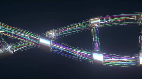 ケーブルで作られたDNA分子、 3Dレンダリング — ストック写真