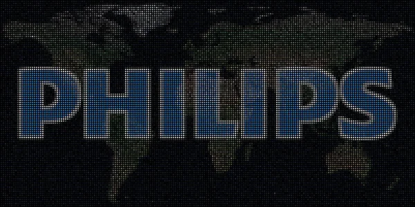 Logo de PHILIPS hecho con puntos y el mapa del mundo. Ilustración conceptual editorial — Foto de Stock