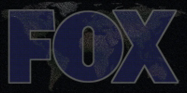 Logo van FOX gemaakt met stippen en de wereldkaart. Redactionele conceptuele illustratie — Stockfoto