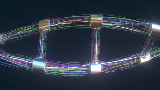 Hi-tech apparaat met veel draden en stekkers, elektronica gerelateerde looping 3D animatie — Stockvideo