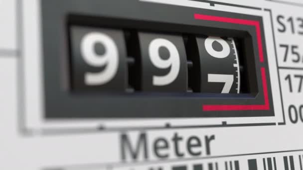 Analoge teller of meter met GAS tekst. Conceptuele 3D animatie — Stockvideo