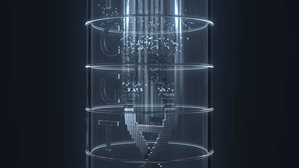 Composing digital DNA molecule in vitro. Modern biotechnology and genetics concept. 3D rendering — Foto Stock