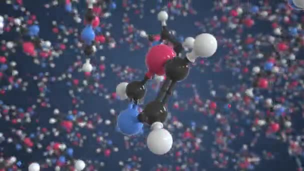 Molécula de oxazol, modelo molecular aislado. Looping animación en 3D o fondo de movimiento — Vídeo de stock