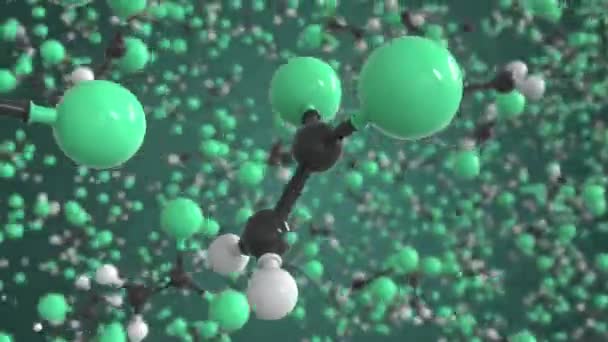 Vinylidenchlorid-Molekül, wissenschaftliches Molekularmodell, 3D-Looping-Animation — Stockvideo