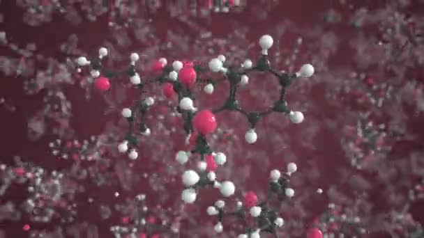 Molecule of Warfarin. Isolated molecular model, Looping 3D animation or motion background — Stockvideo