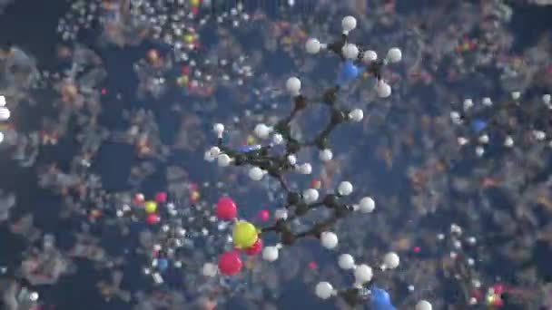 Xylene cyanol molecule made with balls, scientific molecular model. Looping 3D animation or motion background — Video Stock