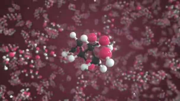 Молекула ксилозы, изолированная молекулярная модель. Цикл 3D анимации или движения фона — стоковое видео