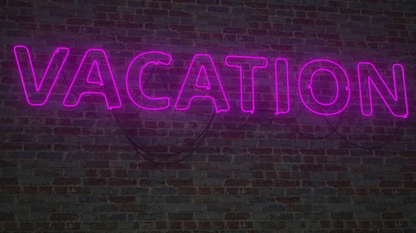 VACATION sign made with glowing neon light tubes. 3D rendering — Fotografia de Stock
