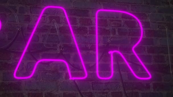 PARTY sign made with glowing neon light tubes. 3D animation — Vídeo de Stock