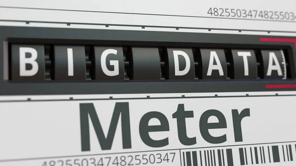 Analog counter or meter with BIG DATA text. Conceptual 3D rendering — Fotografia de Stock