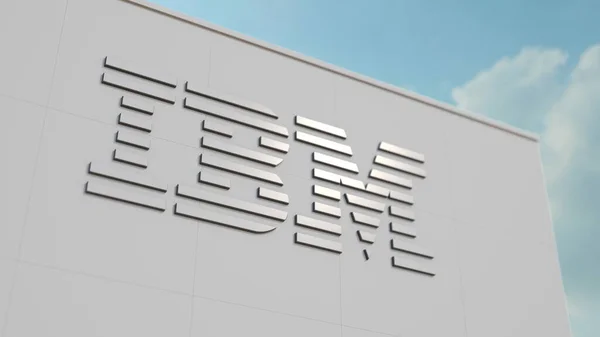 Logo corporativo de IBM en la pared. Representación Editorial 3D — Foto de Stock