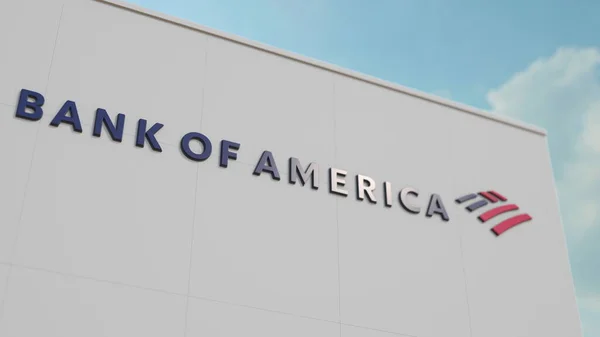 Логотип корпорації Bank of America на стіні. Редакція 3D рендеринга — стокове фото