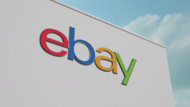 EBay Inc. logo op de muur. Redactionele 3D animatie — Stockvideo