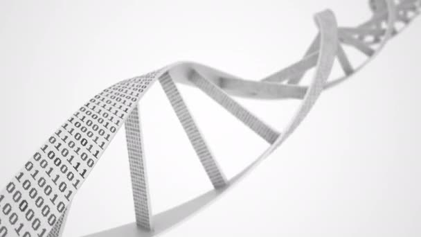 White digital DNA molecule helix, modern biotechnology related conceptual loopable 3D animation — Stock Video