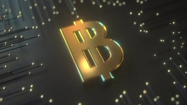 Golden Baht symbol na prémiovém černém technologickém pozadí. Konceptuální smyčková 3D animace — Stock video