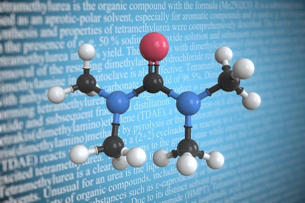 Molekularmodell der Tetramethylharnstoffe, 3D-Rendering — Stockfoto