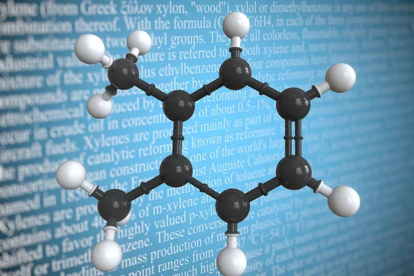 Molekularmodell von Xylol, 3D-Rendering — Stockfoto