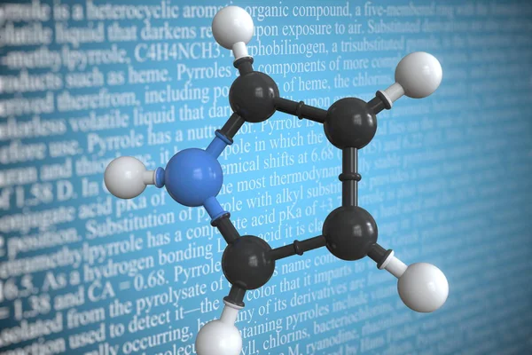Pyrrole wissenschaftliches Molekularmodell, 3D-Rendering — Stockfoto