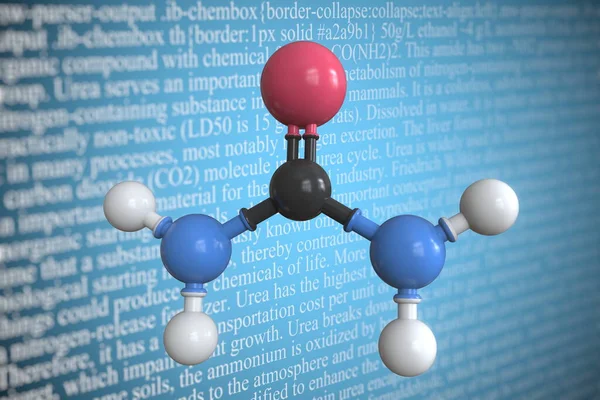 Modelo molecular científico de urea, renderizado 3D — Foto de Stock