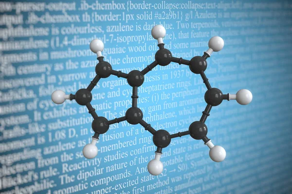 Molecular model of azulene, 3D rendering — Stock Photo, Image