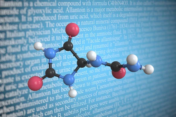 Molekularmodell von Allantoin, 3D-Rendering — Stockfoto