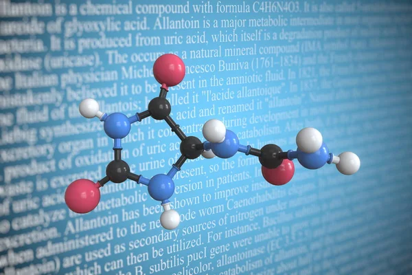 Molecular model of allantoin, 3D rendering — Stock Photo, Image