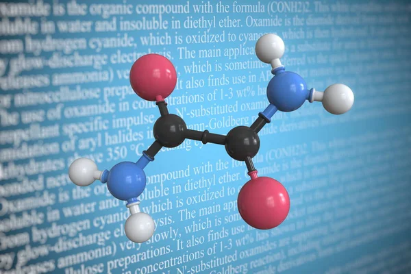 Molekularmodell von Oxamid, 3D-Rendering — Stockfoto