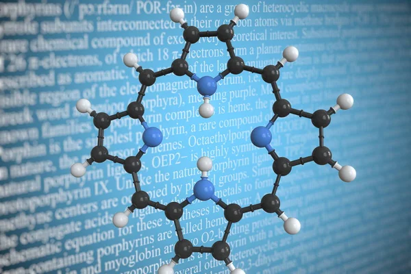 Наукова молекулярна модель Порфіріна, 3D рендеринг — стокове фото