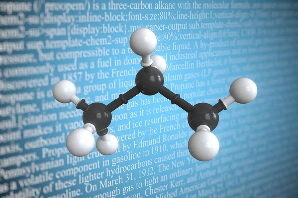 Molekularmodell von Propan, 3D-Rendering — Stockfoto