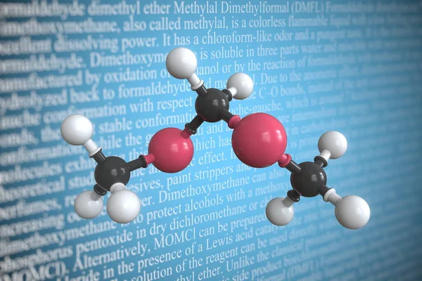 Molekularmodell von Methylal, 3D-Rendering — Stockfoto
