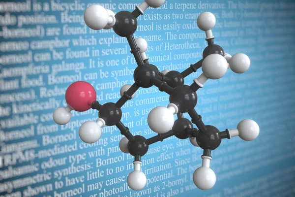 Isoborneol wissenschaftliches molekulares Modell, 3D-Rendering — Stockfoto
