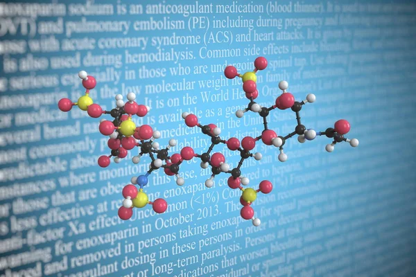 Molecular model of enoxaparin, 3D rendering — 스톡 사진