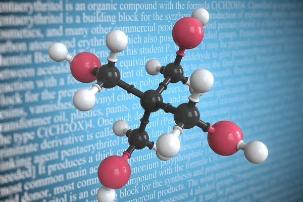 Pentaerythritol wissenschaftliches Molekularmodell, 3D-Rendering — Stockfoto