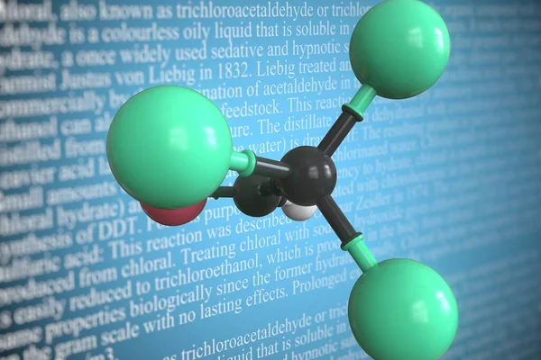 Molekularmodell von Chloral, 3D-Rendering — Stockfoto
