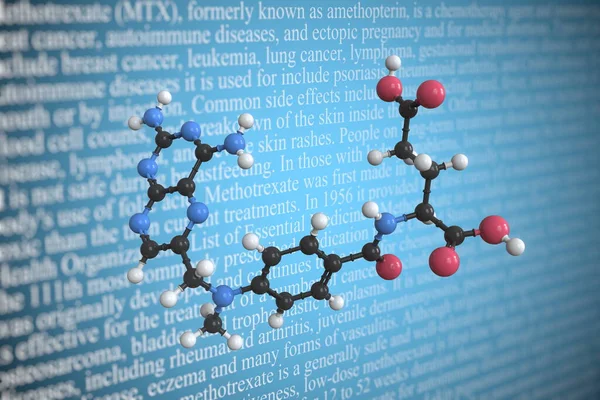 Molekularmodell von Methotrexat, 3D-Rendering — Stockfoto