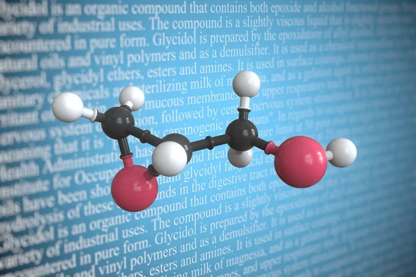 Молекулярна модель гліцидолу, 3D рендерингу — стокове фото