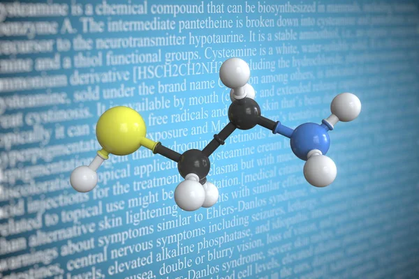 Molekularmodell von Cysteamin, 3D-Rendering — Stockfoto
