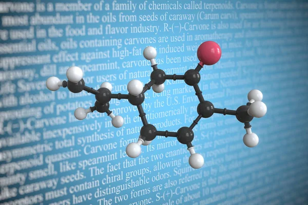 Wissenschaftliches Molekularmodell aus Carvone, 3D-Rendering — Stockfoto