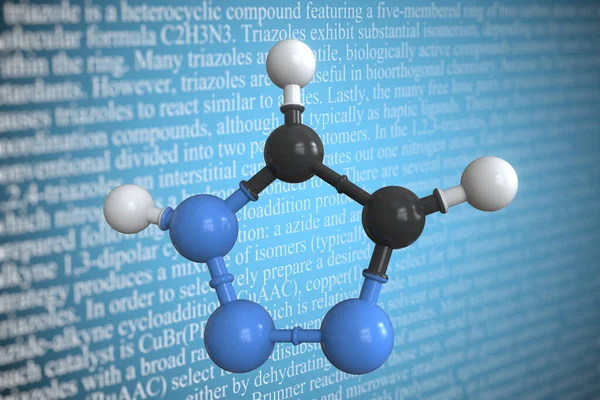 Wissenschaftliches molekulares Modell von Triazol, 3D-Rendering — Stockfoto