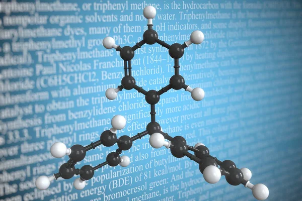 Modèle moléculaire du triphénylméthane, rendu 3D — Photo
